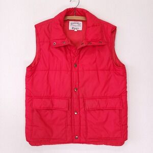 Current Seen Mens Vintage‎ Red Puffer Vest Quilted Snap Front Size L